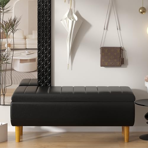 VECELO Storage Ottoman, Storage Bench with 2 Machined Gas Spring