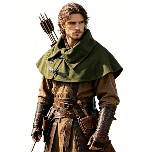 Cape médiévale et cache-cou HiiFeuer pour costume Renaissance de jeu de rôle