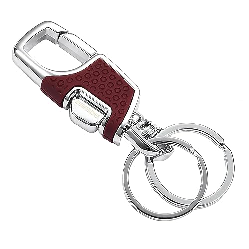 Omuda Stainless Steel Locking Carabiner Keychain - Double Ring Hook For Men & Women, Silver