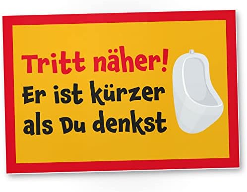 Cartello Divertente Per WC Trita Näher Kürzer Als Du Denkst - Targa In Plastica 30x20 Cm Per Bagno Ospiti Con Scritta Umoristica