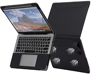 TYTX Compatible with MacBook Air 13 Inch Leather Case with Vents and Stand Function 2021 2020 2019 2018 (A2337 A2179 A1932)Retina Display with Touch ID,Protective Leather Case Cover for Laptop, Black