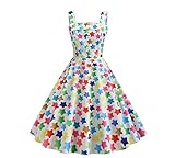 Material: Polyesterfaser RIQWOUQT Damen Blumen Sommerkleid Ragazza Del Vestito Da Banchetto Del Vestito Dalla Stampa Del Retro Sexy Della Stella Di Colore Più Il Regalo Casuale Di Festa Della Mamma Del Beachwear Di Formato,