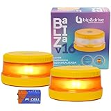 Baliza V16 Homologada DGT con Geolocalización | Luz de Emergencia Coche LED 360° 1km | Conectada DGT 3.0 | Resistente a la Lluvia | Indicador de Batería y Base Imantada | Bip&Drive (Pack x2)