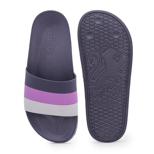Image of Red Tape Womens Sliders in Slate Blue | Casual Pool Sliders | SLATE BLUE | 3 UK