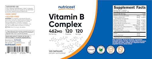 Image of Nutricost High Potency Vitamin B Complex 462mg, 120 Capsules - with Vitamin C - Energy Complex