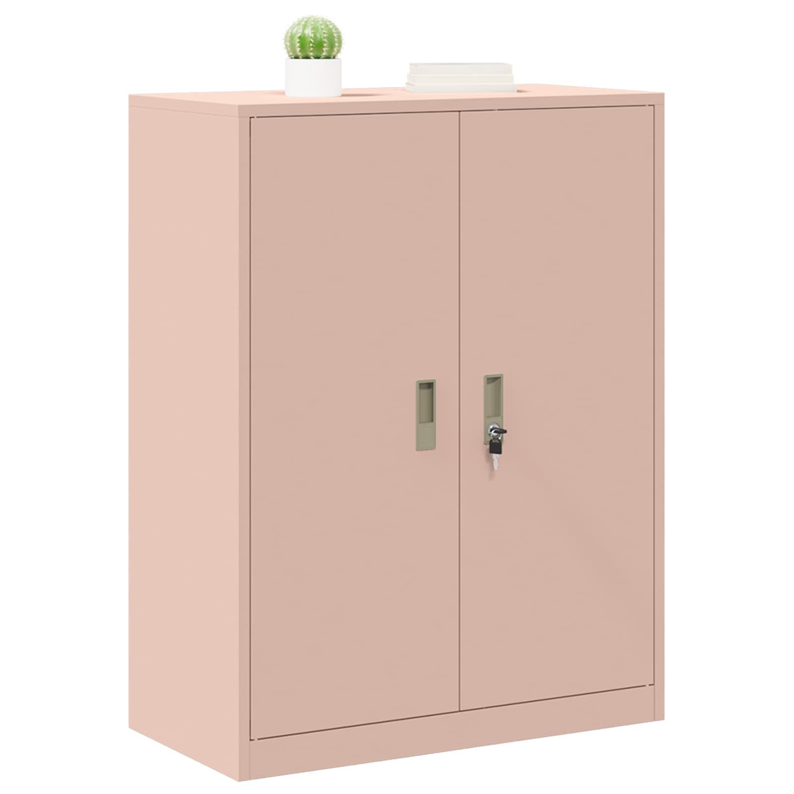 Aufbewahrungsschrank Rosa 80x40x105 cm Stahl, Industrie-Design Büroschrank abschließbar, kratzfeste Pulverbeschichtung, robuster Aktenschrank mit viel Stauraum für Büro Home Office und Praxis