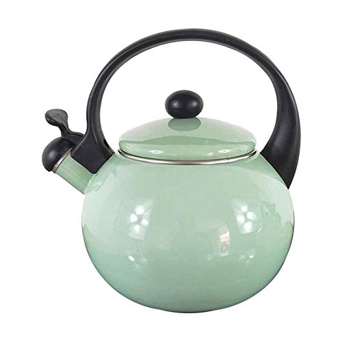 Retro Enamel Kettle with Heat Resistant Handle Suitable for All Heat Sources Gas Stove Induction Cooker Universal Kettle for Coffee, Milk etc, Gas Electric Applicable (Color : White) (White)