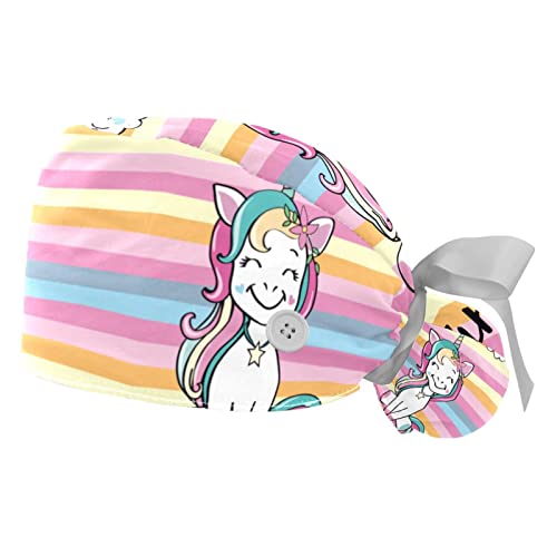 Chapeaux de travail ajustables JDEZ licorne et rayures lot de 2
