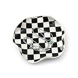 Koythin Ceramic Jewelry Tray, Aesthetic Ring Dish, Small Checkered Trinket Holder, Modern Cool Stuff for Room Decor, Vanity Essentials for Women Dorm Room Bedroom Bathroom （Checkerboard）