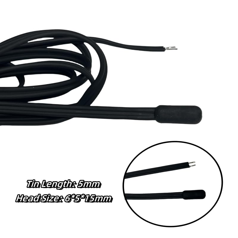 5Pcs Temperature Probe Sensor MF58B Super Waterproof TPE Injection Probe Sensor TPE6x5x15mm Thermistor 10K 3435 Iine Iength 2 Meters.