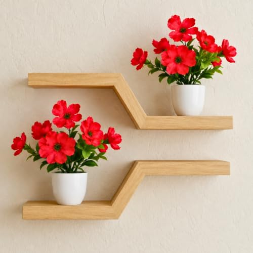 Image of fancymart Artificial Real Touch Flower Plant with Pot (Pack of 2), 16 cm Height, Decorative Faux Floral Plant for Home, Office, Living Room, Bedroom, Table & Shelf Decor