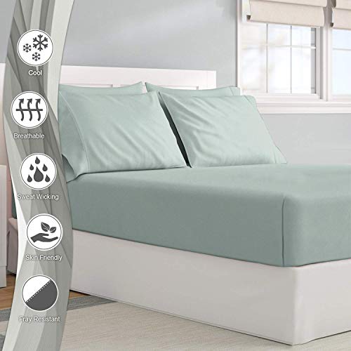 Pizuna Pure Combed Cotton Small Double Fitted Sheet Seafoam Sage - Image 2