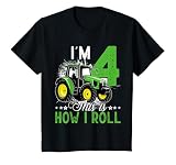 I Am 4 This is How I Roll One Years Old Tractor 4th Birthday T-Shirt