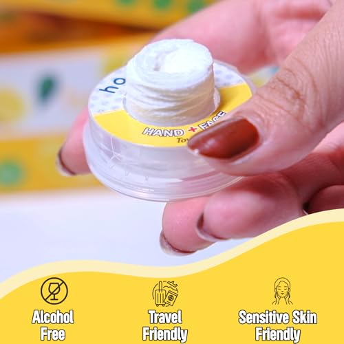 Image of Hand Pop Lemon Scented Wipes - 10 Pack of Travel Size Wet Towelettes, Alcohol-Free, Wipes for Skin Hydration, Convenient, Eco-Friendly, Refreshing, Fits in Gym Bag, Purse, Pocket, or Luggage