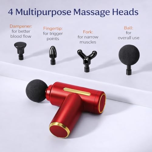 Image of SMAX Massage Gun for Pain Relief | Body Massager Machine for Back, Neck, Shoulder & Full Body | Deep Tissue Muscle Massager | Portable Cordless Electric Massage Gun with 4 Massage Heads | Type-C Rechargeable