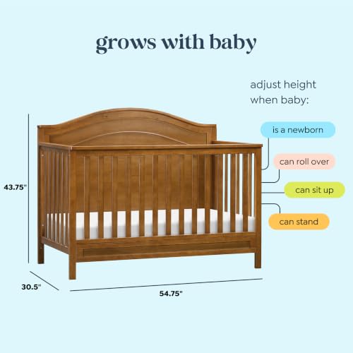 Image of DaVinci Charlie 4-in-1 Convertible Baby Crib w /Mattress - Chestnut