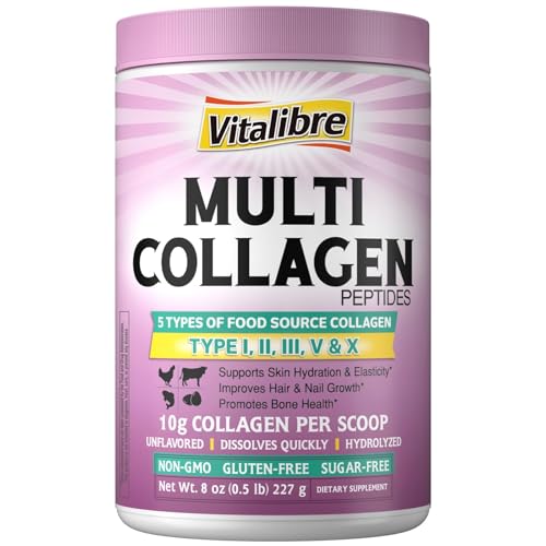 26% off - Vitalibre Multi Collagen Peptides Powder Type I II III V X, Hydrolyzed Collagen Protein for Women...