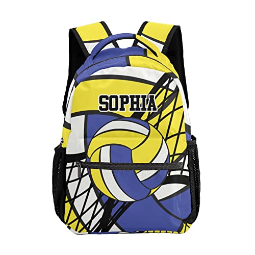 Volleyball Yellow Blue Backpack Personalized Waterproof Casual Daypack Gift for Holiday Birthday