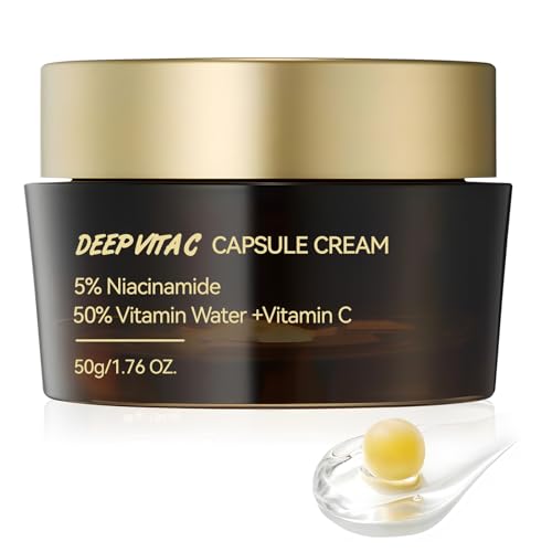 Deep Vita C Capsule Cream, Cream Capsule, Golden capsule Face Moisturizer, Crema Vitamina C, Anti-Invecchiamento Pigmentazione, Glow Hydration --50 g
