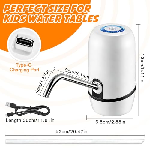 Cordless Rechargeable Water Table Pump, 3 Hours Non-Stop, No Drill Installation, Durable Outdoor Water Play Accessories for Kids, White — view 5