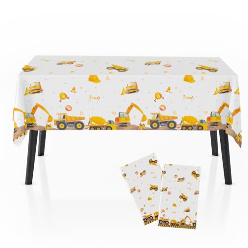 Zharkoo 2 Pack Construction Party Tablecloth for Kids,...