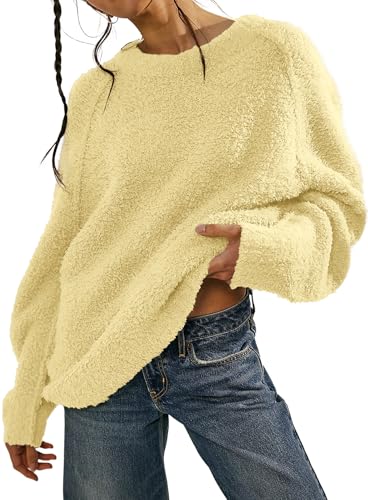 Beaully Women's Oversized Crewneck Pullover Sweaters 2025 Fall Raglan Long