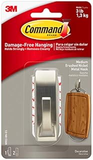Command MR02-BN Modern Reflections Metal, Medium, Brushed Nickel, 1-Hook (MR02-BN-ES)