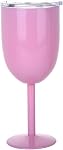 Verres à vin en acier inoxydable avec couvercle– 12 oz Thermo Goblet à double paroi isolée – Parfait pour les fêtes d'anniversaire, anniversaires et pique-nique extérieure (bleu clair)