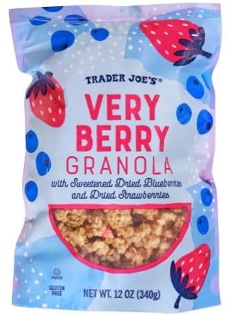 Trader Joe’s Very Berry Granola – Crunchy Oats with Sweetened Dried Blueberries & Strawberries – 2 Pack (12oz / 340g Each)