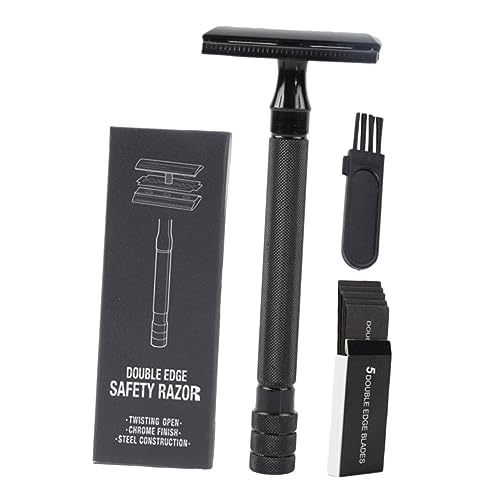 HOLIDYOYO 手動カミソリ 両刃式 カミソリ ひげ用 シェーバー 属製ハンドル 刃付き ヒゲ 整理用 ブラシ付き 自宅 旅行用