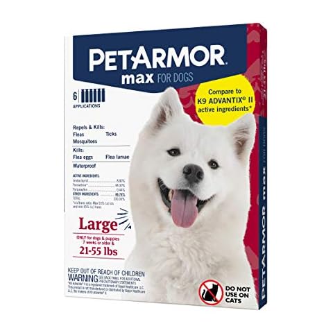 PetArmor Max Flea, Tick and Mosquito Prevention for Large Dogs (21 to 55 Pounds), Topical Dog Flea Treatment Repels and Kills, 6 Month Supply Cover
