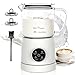 Montalatte Elettrico 4 in 1, Cappuccinatore Elettrico per Calda e Fredda, Scaldalatte in Vetro, Macchina Automatica per Caffè Latte, Cioccolata (Bianco)