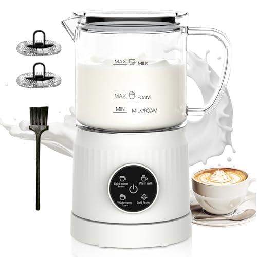 4-in-1 Electric Milk Frother and Steamer for Whole Milk, LED Touch Screen