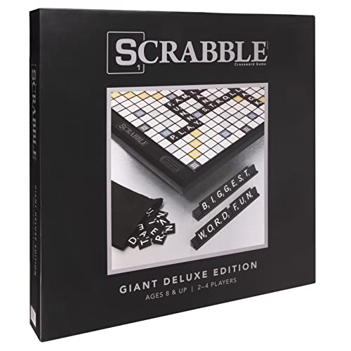 Scrabble Deluxe Black Edition Board Game With Rotating Wooden Deluxe Turntable High End Scrabble Board Game - Scrabble Game Rotating Board Adults - Deluxe Edition Large Tiles Luxury #TOP5