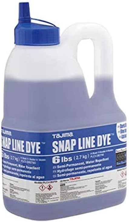 Tajima Marking Chalk - Dark Blue 6-lbs (2.7kg) Semi Permanent Snap-Line Dye with Durable Bottle & Easy-Fill Nozzle - PLC3-DB2700