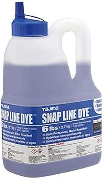 Tajima Marking Chalk - Dark Blue 6-lbs 2.7kg Semi Permanent Snap-Line Dye with Durable Bottle & Easy-Fill Nozzle - PLC3-DB2700