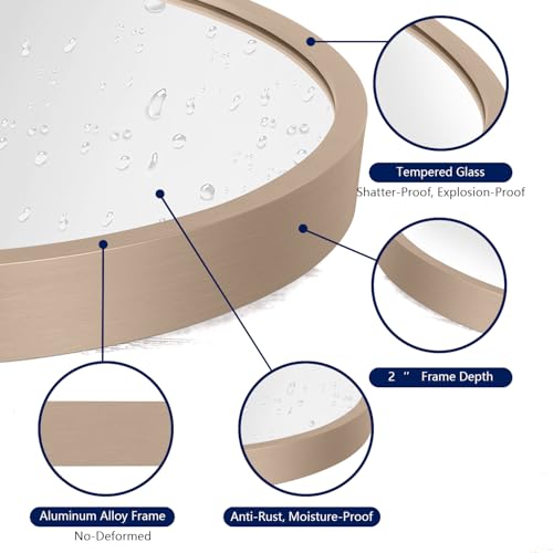 Image of Large Arch Wall Mirror Bathroom Mirror Brass 26 inchx18 inch Metal Framed Mirror, Arched Wall Mounted Vanity Mirror for Bedroom, Living Room, Entryway