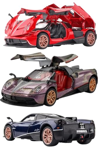 Image of Magicwand 1:32 Scale Die-Cast Pagaani Huayra Metal Car【Colors as Per Stock】【Pack of 1 Car】 with Openable Doors,Blinking Lights & Pull Back Action