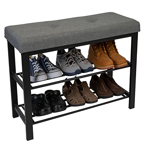 Simplify Storage Bench, Shoe Rack, Ottoman, Tufted, Padded Seating For Entryway, Bedroom, Closet & Hallway, Grey #TOP5