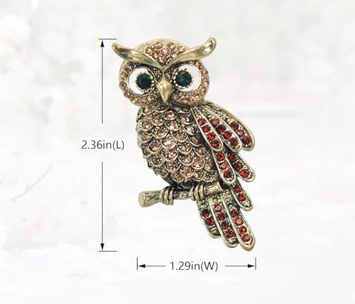 Image of Gyn&Joy Womens Crystal Rhinestones Perched Owl Bird Brooch Pin