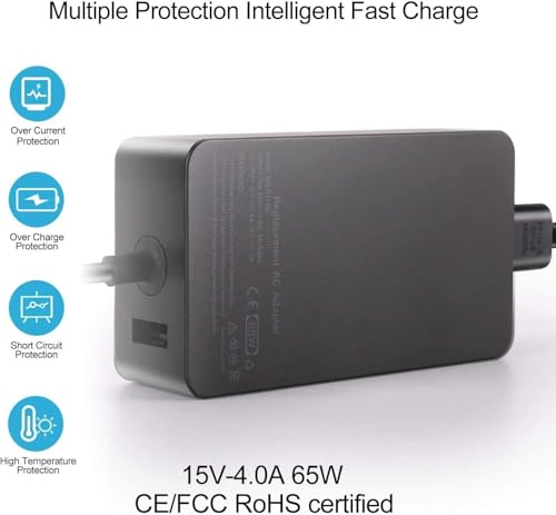 Image of 65W Laptop Charger Compatible with Su /face Pro 11 /10 / 9 /8 / 7+ / 7 /6 / 5 /4 / 3 / X, Power Adapter for Su /face Laptop 7 /6 /5 /4 /3 /2 /1, Book 3 /2 /1, Go Tablet, Support (Mi 65W)