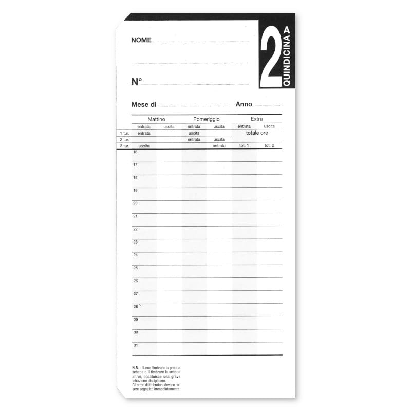 CARTELLINI BIQUINDICINALI PER QR 395/7550/BURK