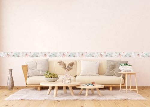 AG Design Selbstklebende Bordüre Blumen, AWB 8440 | Wasserfest Dekoration für Wände, Möbel, Tapeten, Wandverkleidungen und Türen, Folie, Mehrfarbig | Breite 500 cm x Höhe 13.8 cm
