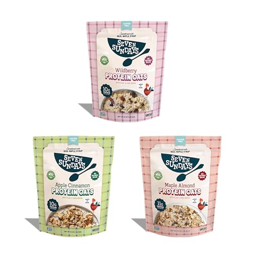 Seven Sundays Protein Oats Variety Pack, 16 Oz Bags, Pack of 3, Gluten Free