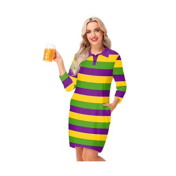 Remimi Womens St. Patricks Day Striped Dresses Irish 3/4 Sleeve Dress - Image 3