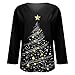 Ugly Christmas Sweater Women 2025 Christmas Tree Printed 3/4 Length Sleeve Shirts V Neck Loose Fit Blouses