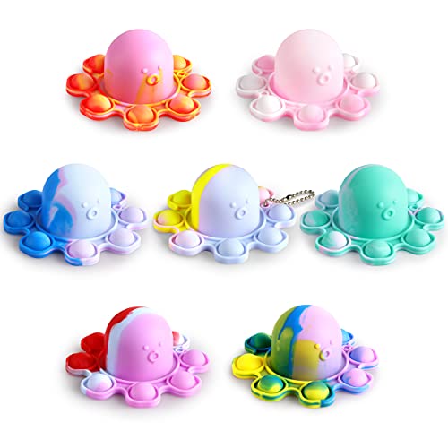 Reversible Octopus Pop Fidget Sensry Toy, Soft Silicone Squeeze Toy,Stress and Anxiety Relief Toy for Kids and Adult , 7pcs Random Color