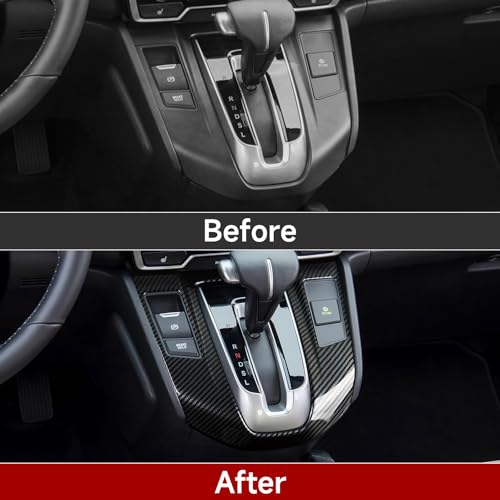 Image of Gas Gear Shift Panel Decals for Honda CRV 2017 2018 2019 2020 2021 2022 Accessories CR-V ABS Carbon Fiber Interior Stickers