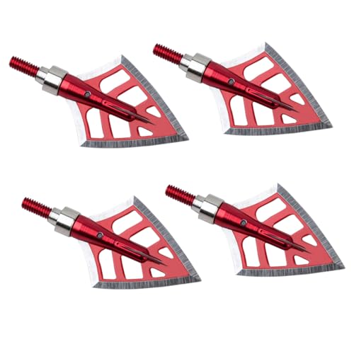 VICASKY 4 Pezzi Punte con Vite in Acciaio Inossidabile Lame Larghe da Caccia Accessori per Arco Ricurvo e Compound Compatibili con Carbonio da Rosso