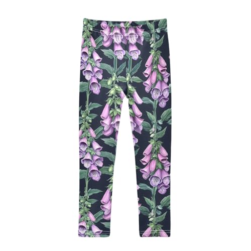 Foxglove Purple Girls Leggings Athletic Pants Tights Stretch Bottom